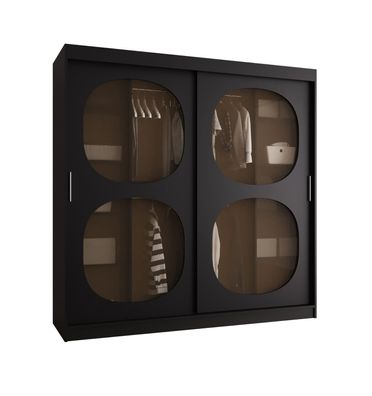 Schiebetürenschrank mit zwei Kleiderstangen Ortler 05, Farbe: Schwarz, 2 Meter b