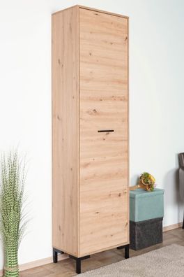 Schrank Pandrup 01, Farbe: Eiche - Abmessungen: 200 x 55 x 34 cm (H x B x T), mi