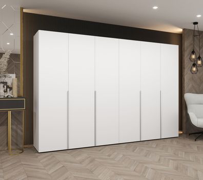 Kleiderschrank 3 Meter breit Eiger 48, Farbe: Weiß, Soft-Close-Funktion, Drehtür