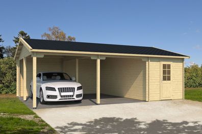 Carport Graunock inkl. Fußboden - 70 mm Blockbohlen, Grundfläche: 46,9 m², Satte