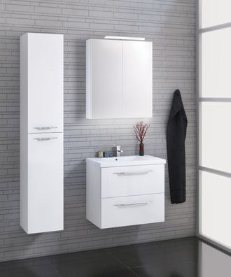 Badezimmermöbel - Set F Pune, 3-teilig inkl. Waschtisch / Waschbecken, Farbe: We