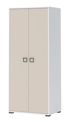 Drehtürenschrank / Kleiderschrank 12, Farbe: Weiß / Creme - Abmessungen: 198 x 8