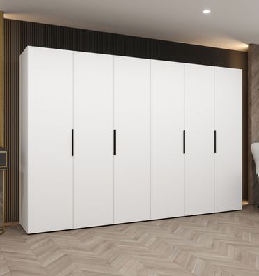 Kleiderschrank / Drehtürenschrank Korab 47, Farbe: Weiß, vier Fächer, sechs Türe