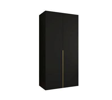 Drehtürenschrank Eiger 08, zwei Türen, Farbe: Schwarz, eine Kleiderstange, 1 Met