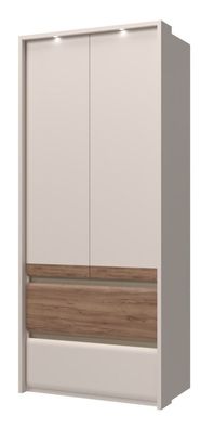 Kleiderschrank mit viel Stauraum Papauta 01, Farbe: Kaschmir / Eiche dunkel - Ab
