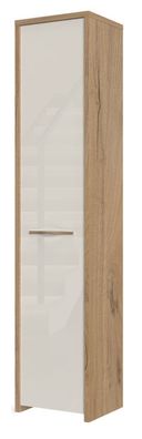 Schrank Gataivai 19, Farbe: Beige Hochglanz / Walnuss - 192 x 41 x 36 cm (H x B