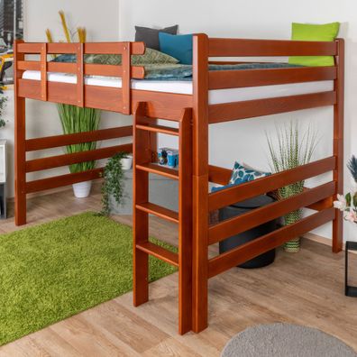 Hochbett 140 x 200 cm "Easy Premium Line" K23/n, Buche Massivholz Kirschfarben l