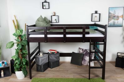 Hochbett 160 x 200 cm "Easy Premium Line" K23/n, Buche Massivholz Schokobraun la