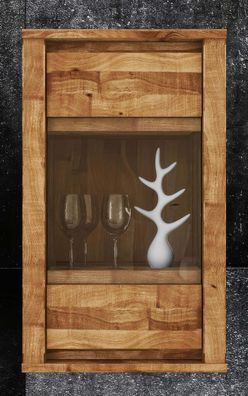 Hängeschrank Tasman 25 Wildeiche massiv geölt - Abmessungen: 76 x 45 x 35 cm (H