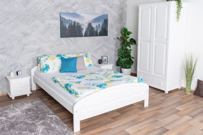 Landhausstil Schlafzimmer Komplett - Set D Junco, 4-teilig, Weiß, Massivholz, B