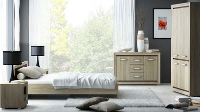 Schlafzimmer Komplett - Set B Kundiawa, 5-teilig, Farbe: Sonoma Eiche hell / Son