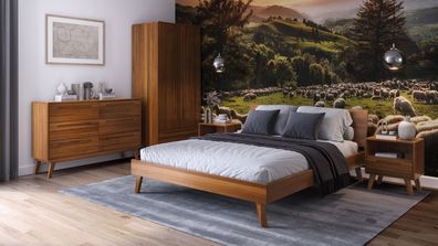 Schlafzimmer - Set H Engordany | 5-teilig | Farbe: Eiche Rustikal | Buche Vollho