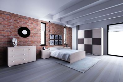 Schlafzimmer Komplett - Set K Rabaul, 5-teilig, Farbe: Sonoma Eiche hell / Sonom