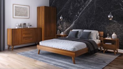 Schlafzimmer - Set J Engordany | 5-teilig | Farbe: Eiche Rustikal | Buche Vollho