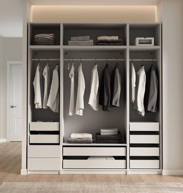 Schrankset für Ankleidezimmer - Set C Aarwangen | Farbe: Platinweiß | Maße: 206