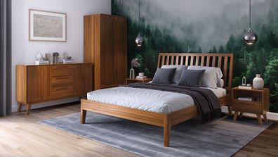 Schlafzimmer - Set G Engordany | 5-teilig | Farbe: Eiche Rustikal | Buche Vollho