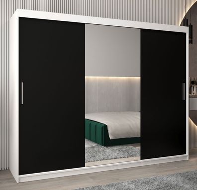 Schiebetürenschrank / Kleiderschrank Bisaurin 6B mit Spiegel, Farbe: Weiß matt