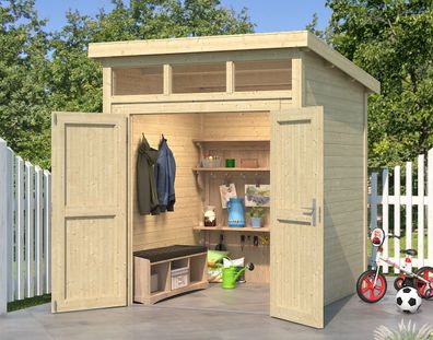 Gartenhaus G265 Natur - 28 mm Blockbohlenhaus, Grundfläche: 3,78 m², Pultdach