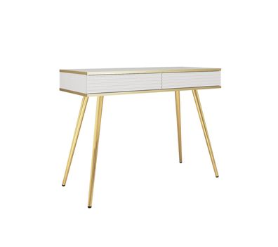 Schminktisch | Horsham 86 | 80 × 102 × 50 cm | Weiß / Gold Akzente | 2 Schublade