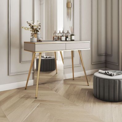 Schminktisch | Push-to-open Funktion | Horsham 87 | 80 × 102 × 50 cm | Beige / G