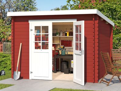 Gartenhaus G276 Schwedenrot - 28 mm Blockbohlenhaus, Grundfläche: 6,05 m², Pultd