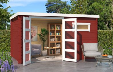 Gartenhaus G272 Schwedenrot - 28 mm Blockbohlenhaus, Grundfläche: 8,40 m², Flach