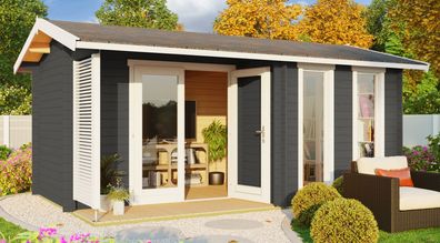 Gartenhaus G262 Carbongrau - 28 mm Blockbohlenhaus, Grundfläche: 13,97 m², Satte