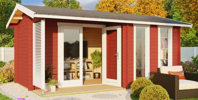 Gartenhaus G262 Schwedenrot - 28 mm Blockbohlenhaus, Grundfläche: 13,97 m², Satt
