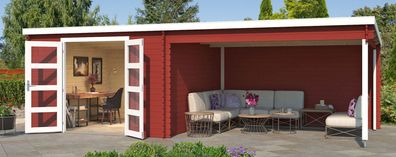 Gartenhaus G270 Schwedenrot - 28 mm Blockbohlenhaus, Grundfläche: 22,85 m², Pult