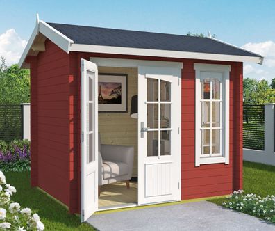 Gartenhaus G222 Schwedenrot inkl. Fußboden - 44 mm Blockbohlenhaus, Grundfläche: