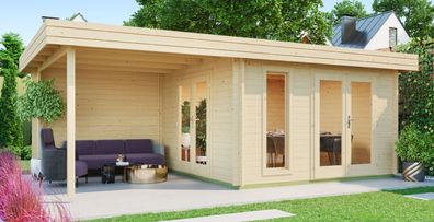 Gartenhaus G285 Natur inkl. Fußboden - 44 mm Blockbohlenhaus, Grundfläche: 22,75