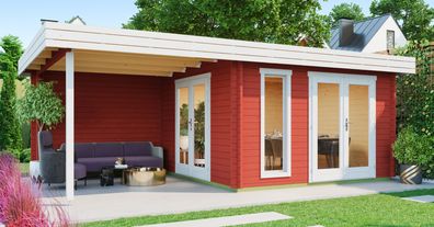 Gartenhaus G285 Schwedenrot inkl. Fußboden - 44 mm Blockbohlenhaus, Grundfläche: