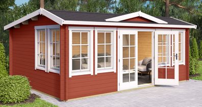 Gartenhaus G286 Schwedenrot inkl. Fußboden - 44 mm Blockbohlenhaus, Grundfläche: