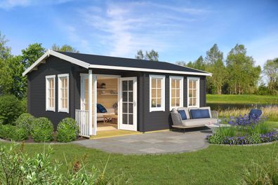 Gartenhaus G288 Carbongrau inkl. Fußboden - 44 mm Blockbohlenhaus, Grundfläche:
