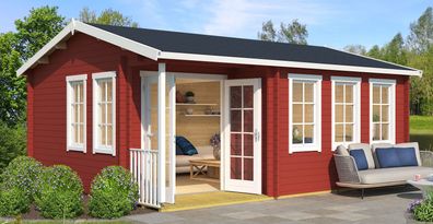 Gartenhaus G288 Schwedenrot inkl. Fußboden - 44 mm Blockbohlenhaus, Grundfläche: