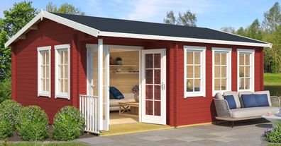 Gartenhaus G289 Schwedenrot inkl. Fußboden - 44 mm Blockbohlenhaus, Grundfläche: