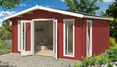 Gartenhaus G290 Schwedenrot inkl. Fußboden - 44 mm Blockbohlenhaus, Grundfläche: