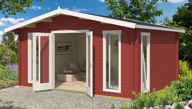 Gartenhaus G291 Schwedenrot inkl. Fußboden - 44 mm Blockbohlenhaus, Grundfläche: