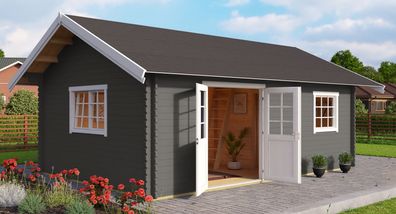 Gartenhaus G292 Carbongrau inkl. Fußboden - 40 mm Blockbohlenhaus, Grundfläche: