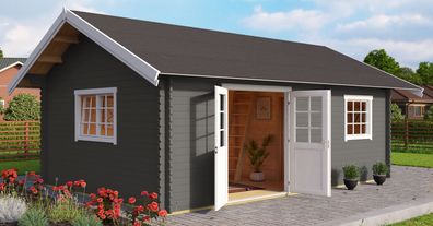 Gartenhaus G293 Carbongrau inkl. Fußboden - 40 mm Blockbohlenhaus, Grundfläche: