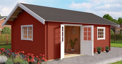Gartenhaus G293 Schwedenrot inkl. Fußboden - 40 mm Blockbohlenhaus, Grundfläche:
