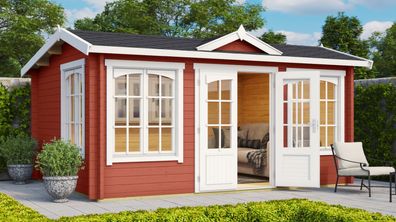 Gartenhaus G221 Schwedenrot inkl. Fußboden - 44 mm Blockbohlenhaus, Grundfläche: