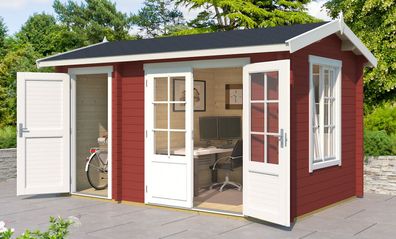 Gartenhaus G170 Schwedenrot inkl. Fußboden - 44 mm Blockbohlenhaus, Grundfläche: