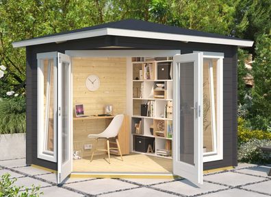 Gartenhaus G175 Carbongrau inkl. Fußboden - 40 mm Blockbohlenhaus, Nutzfläche: 5