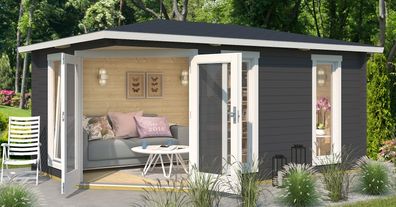 Gartenhaus G14 Carbongrau inkl. Fußboden - 40 mm Blockbohlenhaus, Grundfläche: 1