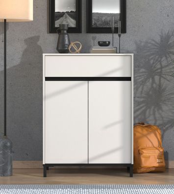 Schuhschrank | 1 Schublade | Farbe: Kaschmir | 2 Drehtüren | ABS-Kanten | 4 Fäch