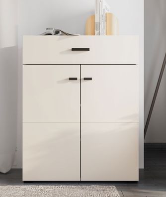 Kommode | 1 Schublade | 2 Drehtüren | Farbe: Kaschmir | ABS-Kanten | 3 Fächer |