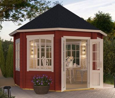 Gartenhaus G67 Schwedenrot inkl. Fußboden - 44 mm Blockbohlenhaus, Nutzfläche: 9
