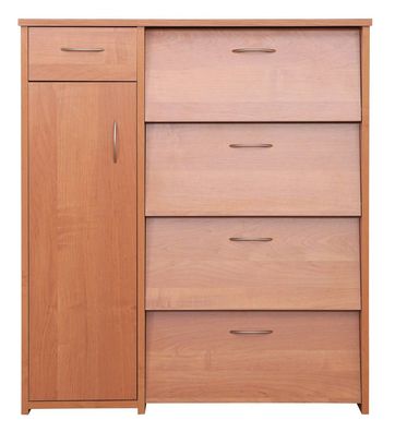 Schuhschrank Pamanukan 14, Farbe: Erle - Abmessungen: 102 x 90 x 39 cm (H x B x