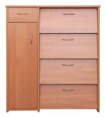 Schuhschrank Pamanukan 12, Farbe: Erle - Abmessungen: 102 x 80 x 39 cm (H x B x
